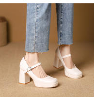 Nuevo temperamento francés tacones gruesos tacones altos zapatos de mujer - details 7