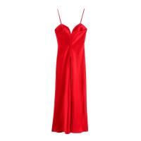 Ropa de mujer europea y americana temperamento de moda y textura simple de satén de seda vestido Midi - details 2
