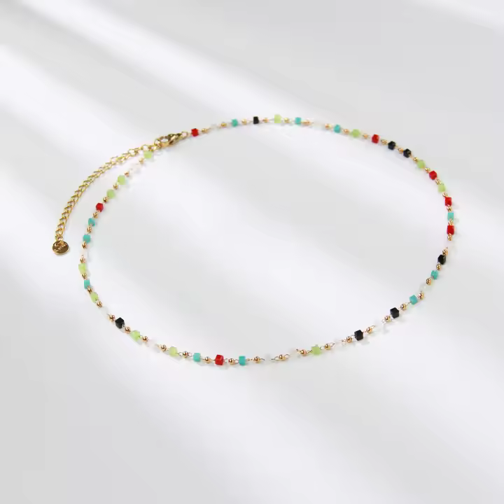 Collar de cristal de color sólido, cadena de clavícula, regalo - 1