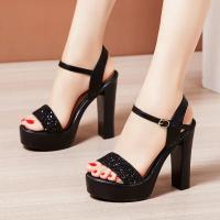 Sandalias de alta calidad para mujer, tacón alto de 8cm 10cm, verano 2025, tallas 32 33 42 43, plataforma con punta abierta, elegante zapato negro, dorado, plateado. - details 2