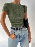 Camisa de manga corta tejida, Tops, Camisas, Ropa de mujer, Y2K, Regalos para mujeres - details 12
