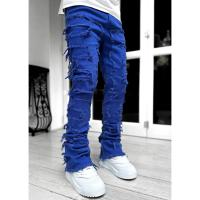 Pantalones Vaqueros Regulares para Hombre Estilo Hip Hop en Tela Destacada con Parches Ajustados - details 1