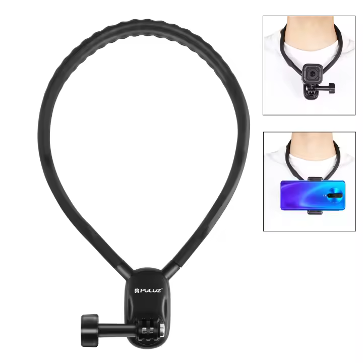 Soporte de cuello perezoso PULUZ Soporte de visión POV para cámaras de acción GoPro (negro) - 1