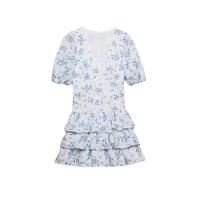 Estampado YEYE Floral Short para mujer, minivestido con mangas abullonadas y volantes en capas, nueva llegada de moda para mujer, volantes, - details 2