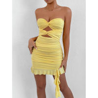 Vestido ajustado con volantes y volantes calados sin tirantes para mujer, novedad de 2024 - details 0