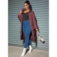 Chaqueta larga de algodón para mujer, camiseta cálida de Color sólido a la moda, invierno, 2024 - details 8