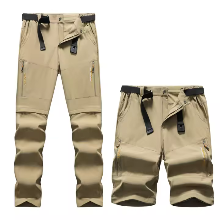 Pantalones de pesca ligeros convertibles para senderismo de secado rápido para hombres, pantalones de carga con cremallera, - 1