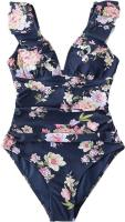 Bañador para Mujer Volante Cuello en V Fruncido Traje de Baño de Una Pieza - details 28
