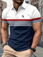 Polo Rayas Casual para Hombre Camisa Botón Abajo Solapa t Camisa Casual Comfort - details 1