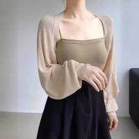Elegante chal de punto fino de verano para mujer, chal de seda de hielo de manga larga de Color sólido, abrigo informal con protección solar - details 1