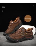 Zapatos de senderismo de cuero genuino para hombre, zapatillas de escalada anticolisión para acampar al aire libre, con cordones, Trekking - details 2