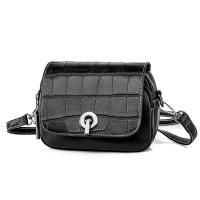 Elegante bolso cruzado negro de cuero genuino para mujer con patrón de cocodrilo, correa desmontable y cierre de cremallera - Bolso de hombro compacto para uso diario, bolso de viaje seguro |   Accesorio Elegante |   Bolso de cuero genuino, bolso cruzado - details 12