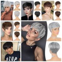 Pelucas sintéticas cortas de corte Pixie, peluca en capas de pelo Bob con parte lateral y flequillo esponjoso, extensión de cabello Natural para mujer, pelucas rectas para uso diario - details 1