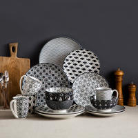 MALACASA Juego de Vajilla de Porcelana Japonesa Pintada a Mano de 16 Piezas con Diseño Único y de Tendencia - details 0