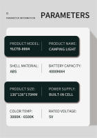 Yeelight-luz portátil para acampar al aire libre, iluminación colgante, recargable, temperatura de Color ajustable, 6000K, IP5 general, resistente al agua - details 10