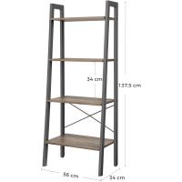 Estantería de 5 Niveles, Librería Industrial, Fácil de Montar, para Salón, Dormitorio, Cocina, Marrón Rústico y Negro LLS45X - details 11
