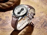 Reloj de Lujo para Hombres Automático, Correa de Cuero, Resistente al Agua, Luminoso, Calendario, Reloj de Cuarzo de Moda - details 1