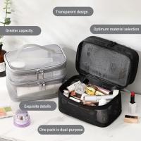 Neceser de viaje de malla transparente para mujer, neceser de 1/2/3 capas, organizador de maquillaje de gran capacidad, a la moda - details 0