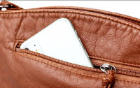 Bolso de Hombro de Cuero PU Suave para Mujer Estilo Retro Bolso Bandolera de Doble Cremallera Gran Capacidad Bolso Diario - details 14