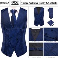 Chaleco ajustado, corbata, bolsillo, gemelos cuadrados, chaleco de seda para hombre, conjunto de corbata para traje, vestido, chalecos florales de cachemira de boda, regalo - details 24