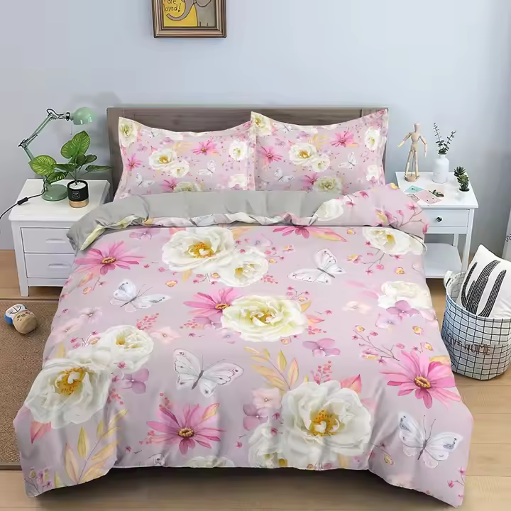 Juego de Ropa de Cama Floral de Lujo Funda de Edredón Suave con Estampado 3D para Dormitorio Rey-Estrellas - 1