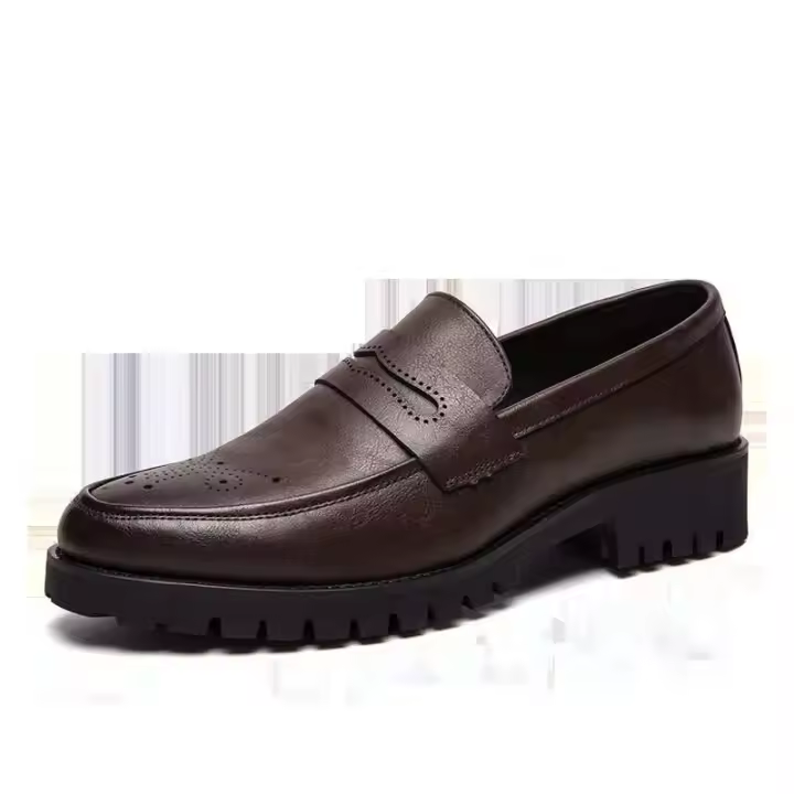 Mocasines tejidos con tacón plano de color liso, zapatos de cuero de cuello alto transpirables de alta calidad para hombres y mujeres - 1
