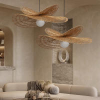Wabi Sabi-Lámpara de ratán tejida a mano de estilo japonés, candelabro creativo para comedor, dormitorio y sala de estar - details 2