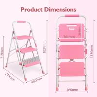 Escaleras Plegables de 3 Escalones, Capacidad de 272KG con Pedales Antideslizantes Anchos, Taburete Escaleras de Mano de Acero, Manubrio de Esponja, Uso en Interiores y Exteriores, Negro - details 52