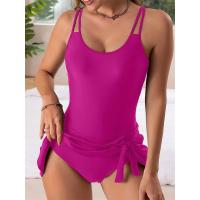 Traje de baño de dos piezas para mujer, novedad de 20225, traje de baño Sexy de cintura alta con tirantes estampados lisos, Tankini de verano, ropa de playa, traje de baño para mujer - details 3