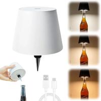Lámpara de mesa inalámbrica con botella, Control táctil de 3 colores y lámpara nocturna con atenuación continua, adecuada para Bar, botellas de vino, luces de escritorio - details 3
