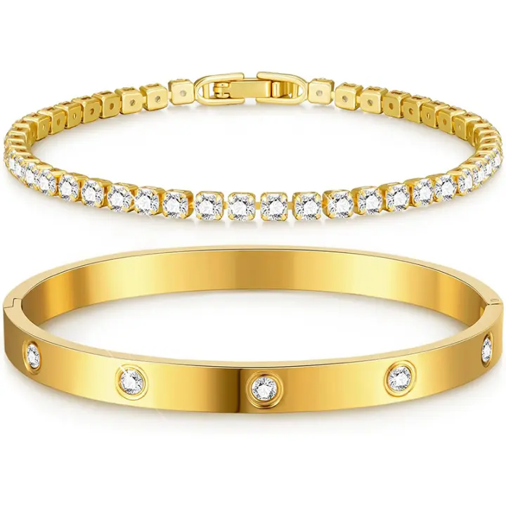 Pulsera Colgante de Amor de Lujo para Mujeres y Adolescentes Brazalete de Circonio Cúbico - 1