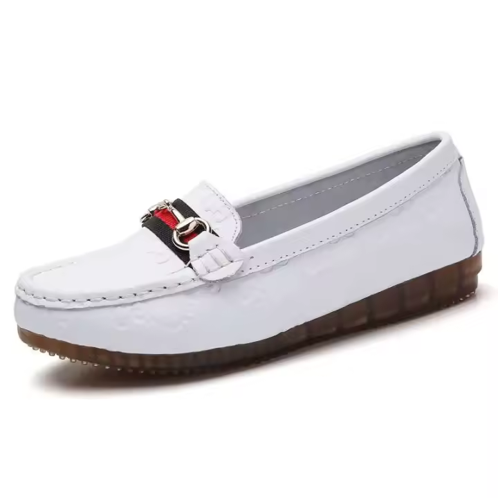 Zapatos de cuero de mujer suaves, informales, con fondo plano, cómodos, para el cuidado diario - 1
