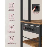 Estantería de Cocina con Multienchufe, Armario de Cocina con Estantes Ajustables, Cajón de Tela, 12 Ganchos, 40 x 100 x 180,4 cm, Estante de Microondas, Marrón Rústico y Negro - details 18