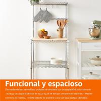 3 Estantería de cocina con tablas de madera, 45,7 D x 61 W x 151 H cm, Cromo - details 6
