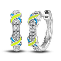 Aretes Redondos de Plata 925 Estilo Elegante para Mujeres con Piedra Principal de Zirconio y Diseño de Encanto Brillante Color en Oro - details 50