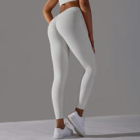 Pantalones de yoga con espalda en V para mujer, leggings sexys para entrenamiento Fiess, gimnasio, correr, cintura alta - details 3