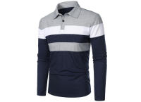 Polo de Golf para hombre, camiseta a rayas de manga larga con solapa, ropa deportiva transpirable, primavera y verano - details 8