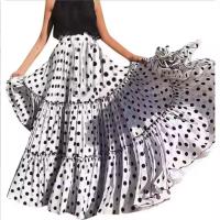 Falda Larga con estampado de Lunares para Mujer, Falda Plisada de Cintura Alta, talla Grande, para Verano, S-5XL - details 1