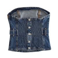 PB & ZA-ropa de verano para mujer, top de tubo con hombros descubiertos, estilo informal versátil, diseño de cinturón con temperamento, novedad de verano 2025 - details 2