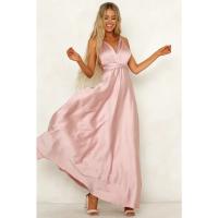 Vestido largo de seda de Color sólido profundo de Amazon, vestido de noche sin mangas de nuevo estilo de verano para mujer para banquetes - details 18