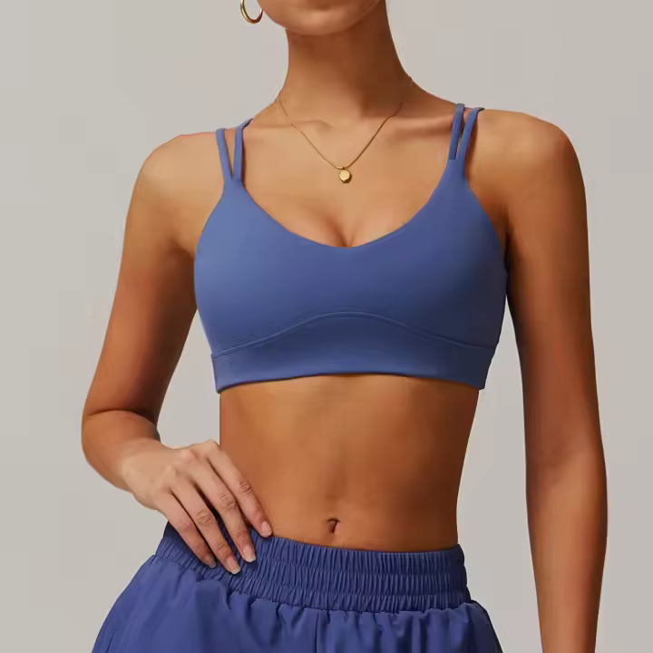 Sujetador de Yoga cruzado con espalda con fugas para mujer, Top deportivo ajustado a prueba de golpes de secado rápido para gimnasio, Top deportivo para correr al aire libre, camiseta sin mangas de Color sólido - 1