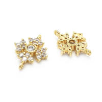 Abalorios de latón y circonita de Color dorado de 18K con 2 agujeros, abalorios de conexión de copos de nieve y flores, accesorios para pendientes para hacer joyas Diy de alta calidad - details 31