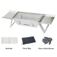 Estufa de Barbacoa Portátil de Acero Inoxidable Ajustable a 3 Alturas Cocina al Aire Libre con Bolsa de Carrito - details 0
