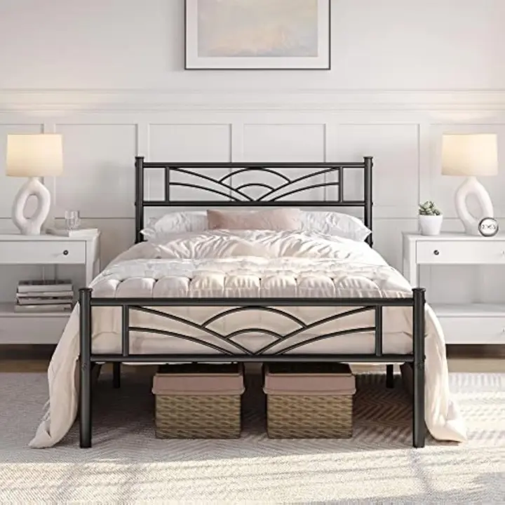 Cama de Metal para Invitados con somier, para Dormitorio, 90 x 190 cm, Color Negro - 1