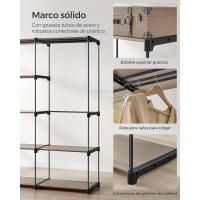 Armario, Perchero, Guardarropa, con Barras, Vestidor, Estantes de Tela, Marco de Metal, 182 x 43 x 182 cm - details 3