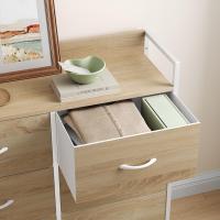 Cajonera para armario, cómoda dormitorio 8 cajones de tela, estantes de madera, cómoda de salón, cajas organizadoras, estructura metálica, estilo industrial - details 14