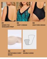 Bañador estampado de una pieza para mujer, traje de baño elegante de talla grande, acolchado, ropa de playa, 2024 - details 3