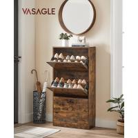 Armario de Madera de 3 Pisos Diseño con 3 Puertas Abatibles Ideal para Entrada Estrecha, Pasillo, Sala de Estar 60 x 24 x 120 cm Marrón Rústico - details 1