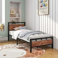 Marco de cama individual de metal con cabecera, mueble de dormitorio - details 2