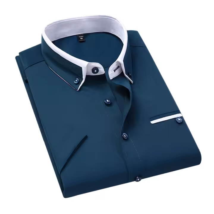 Caumanl-camisa de negocios para hombre, camisa de manga corta con botones, cuello vuelto, informal, ropa de verano, talla europea - 1